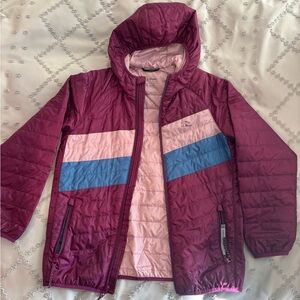 LL Bean Kids L(14-16) pack away  Color block Hooded Jacket